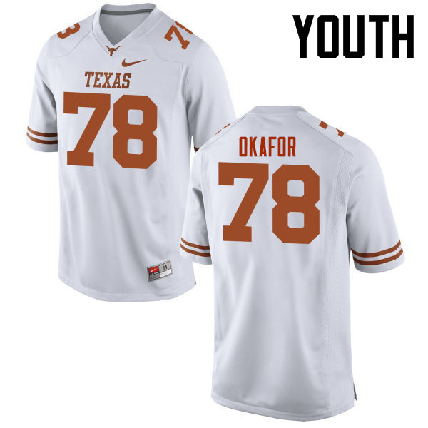 Youth #78 Denzel Okafor Texas Longhorns College Football Jerseys-White